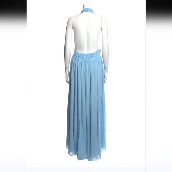 FAME & PARTNERS  NWT  light blue rusched maxi dress - Picture 2 of 11